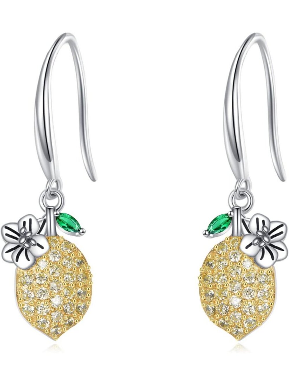 Lemon Dangle Earrings in Sterling Silver | Cute Fruit Jewelry Gifts for Her